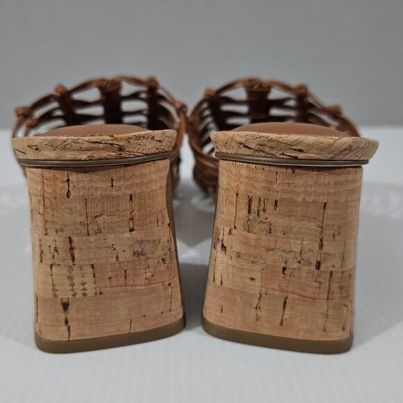 NEW Marc Fisher LTD Colica Sandal Womens 8.5 Brown Cork Knotted Block Heel - Picture 8 of 12